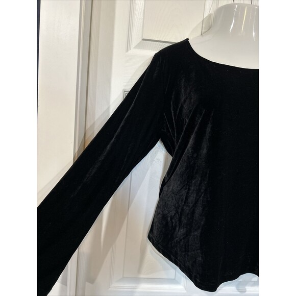 Stretch Black Velour Top Elegant Party Comfort Plus Size 1X Pajamagram - Picture 3 of 8